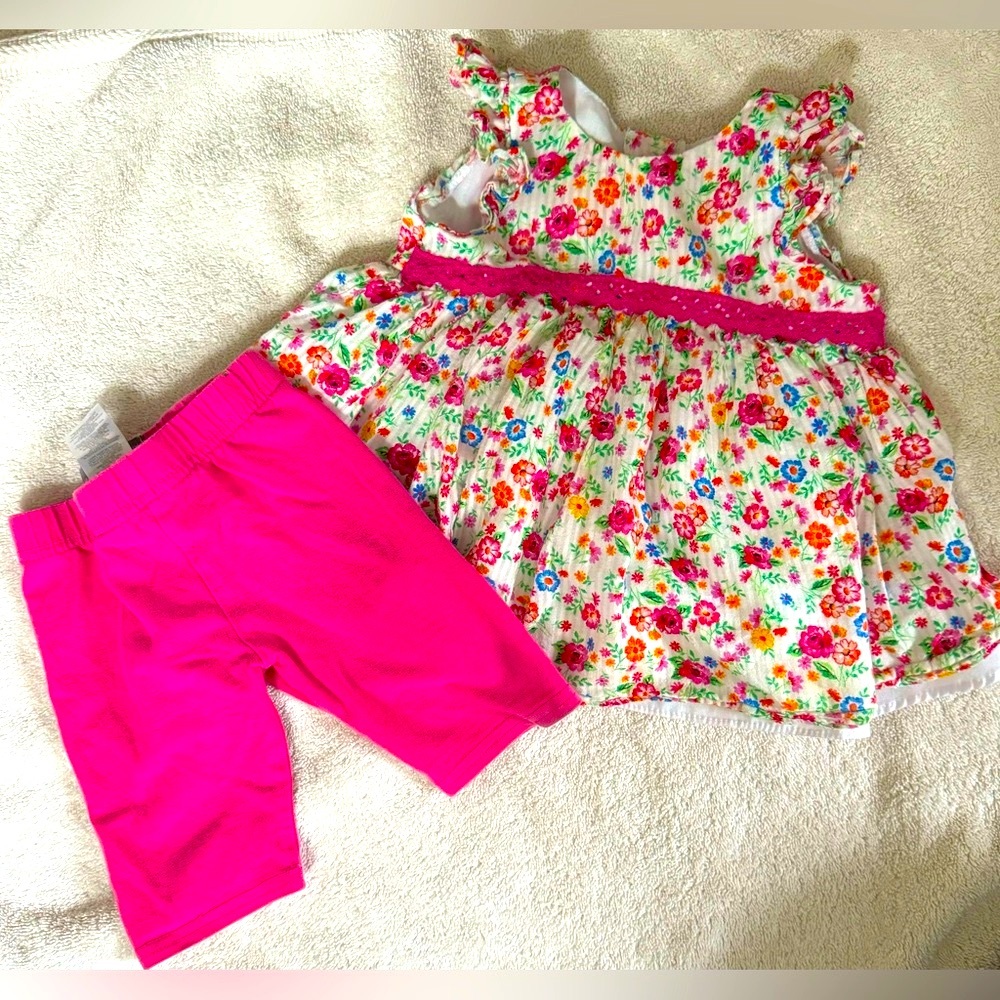 Pastourelle by Pippa & Julie - 2 Piece Set Floral Blouse + leggings - 6/9 months